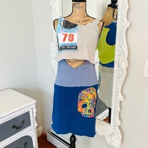 SALE One of a Kind SAMPLE Colorful POP Reconstructed T-Shirt Dress